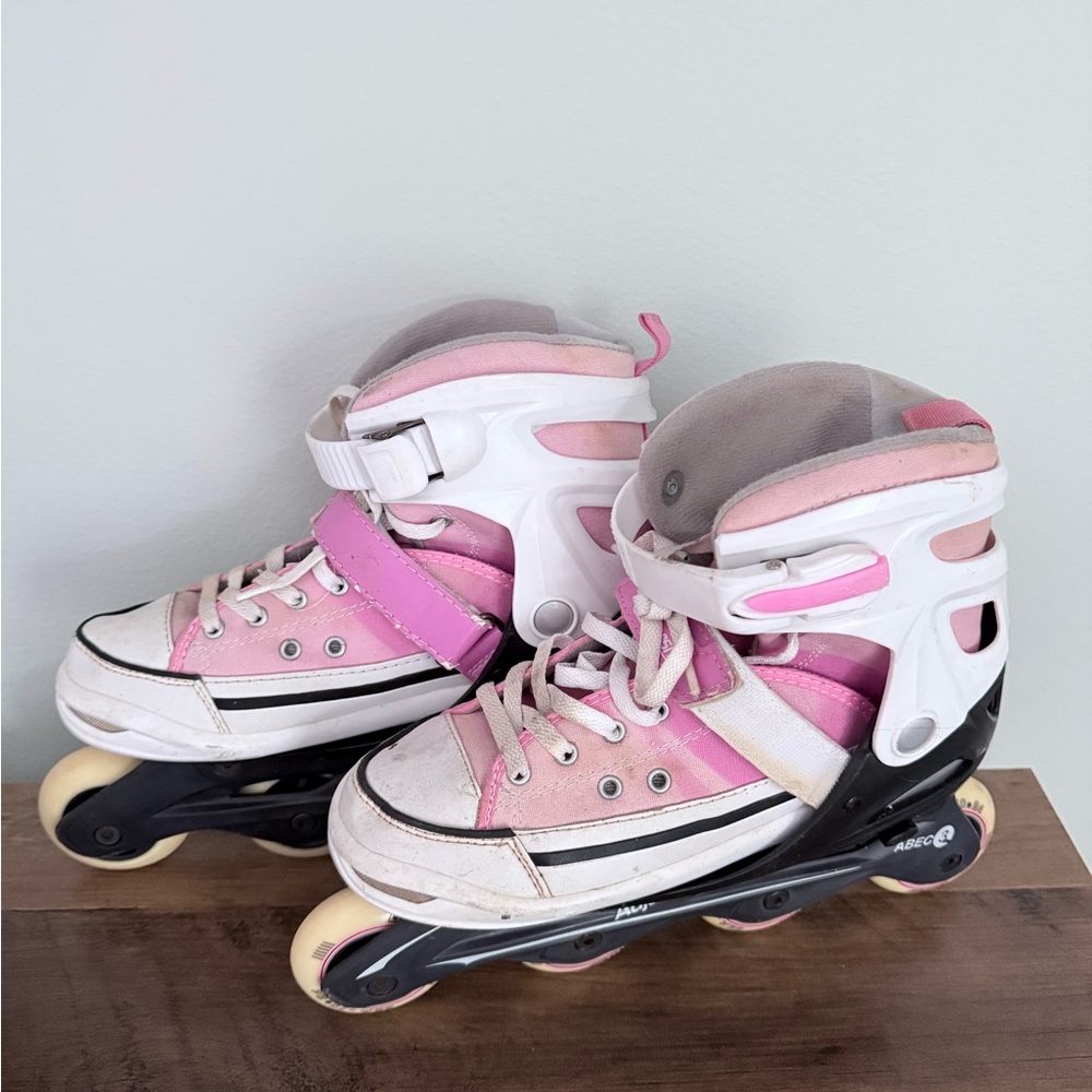 Kids Pink and White Roller Skates